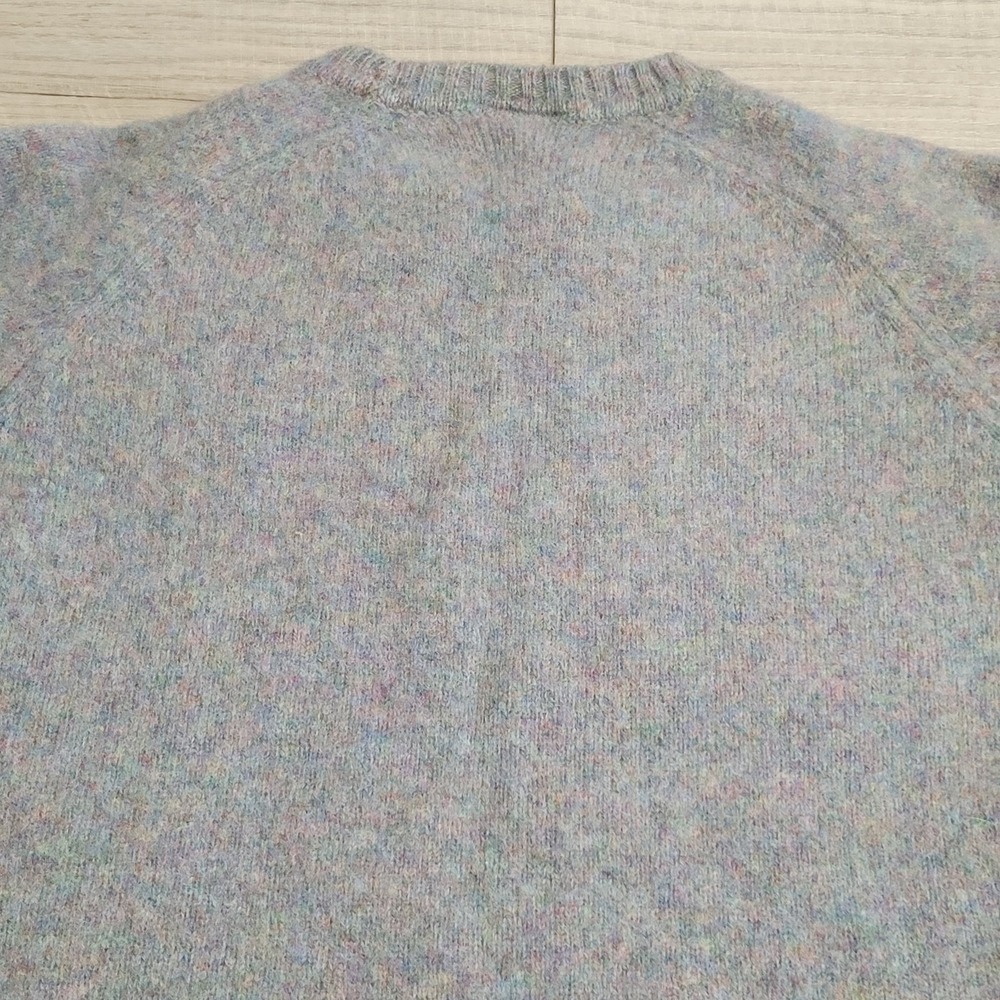 🐑Vintage Lands End Sweater Men M Blue Gray Shetland Wool Crewneck Made England - Picture 8 of 11